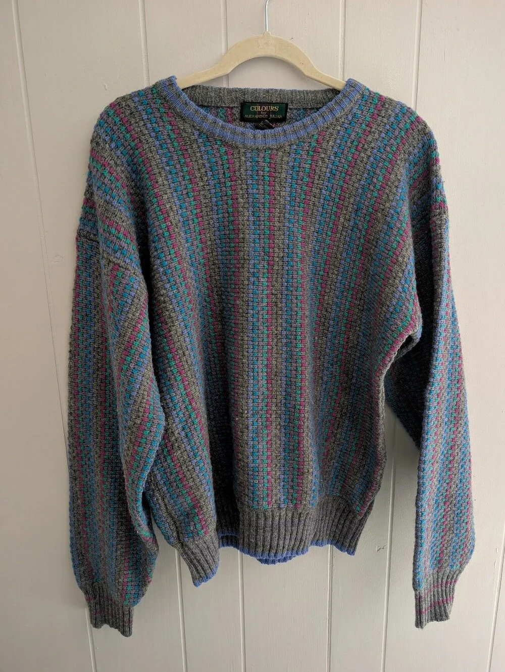 Vintage Colours By Alexander Julian Multicolor 100% Shetland Wool Sweater